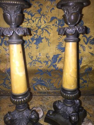 Louis Philippe Bronze And Marble Candlesticks Circa 1840 10
