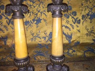 Louis Philippe Bronze And Marble Candlesticks Circa 1840 12