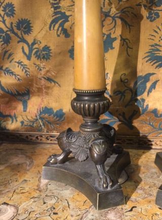 Louis Philippe Bronze And Marble Candlesticks Circa 1840 2
