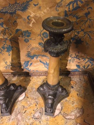 Louis Philippe Bronze And Marble Candlesticks Circa 1840 7