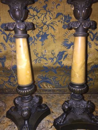 Louis Philippe Bronze And Marble Candlesticks Circa 1840 9