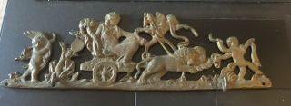 Vintage Brass Wall Art/ Key Hook,  Figure On Chariot With Cherubs,  Made In Italy