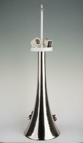 Rare Laurel USA Chrome Tulip Mushroom Table Lamp Spun Aluminum Shade Mid Century 8
