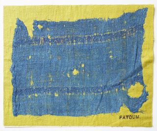 12 - 13c Faiyum Antique Textile Fragment - Blue,  Dyeing And Weaving,  Egypt