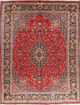 VINTAGE Traditional Floral Signed Kashmar Living Room Rug Oriental Carpet 10x13 2