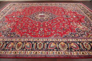 VINTAGE Traditional Floral Signed Kashmar Living Room Rug Oriental Carpet 10x13 9