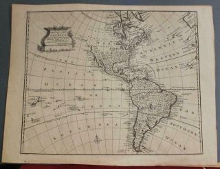 American Continent (western Hemisphere) 1747 Bowen Antique Copper Engraved Map