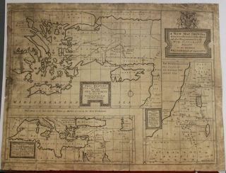Israel Holy Land Middle East Cyprus Mediterranean Sea 1730 Nicholls Antique Map