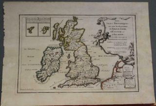 United Kingdom & Ireland 1701 Nicolas De Fer Unusual Antique Copper Engraved Map