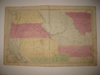 Antique 1853 California Oregon Utah Nebraska Territory Kansas Minnesota Map Rare