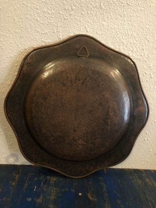 Antique English Arts & Crafts Era Hammered Embossed Wavy Copper Charger Plate 5