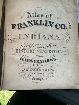 1882 Atlas Of Franklin County,  Indiana.  Complete.  Maps & Rare. 2