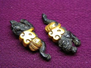 Rare motif MENUKI 18 - 19th C Japanese Edo Antique Koshirae fitting “ONI“ e561 5