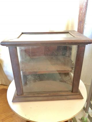 Antique Country Store Counter Top A N Russel Display Showcase Wood & Glass Small