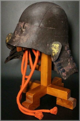 Yp25 Rare Japanese Antique Iron Kabuto Yoroi Armor Samurai Bushi Sengoku