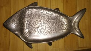 Arthur Court 1979 Great White Shark Fish Platter Aluminum Mid Century Modern