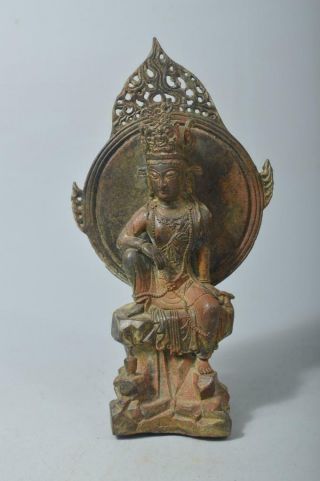 T5528: Xf Chinese Copper Buddhist Statue Sculpture Ornament Buddhist Art