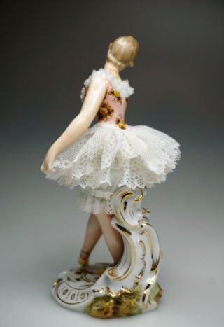 Finely Painted Volkstedt Dresden Porcelain Lace Ballerina Figurine 5