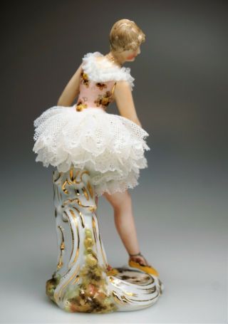 Finely Painted Volkstedt Dresden Porcelain Lace Ballerina Figurine 6