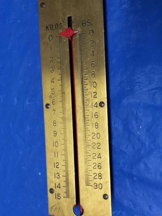 Vintage John Chatillon & Sons Brass Front Plate Hanging Scale (15 Kg) 30LBS 4