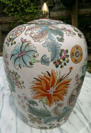 Rare Famille Rose Chinese Porcelain Ginger Jar Qianlong Republic Mark 10.  5”tall 5