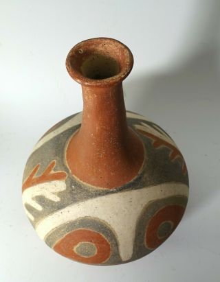 REPRO Pre - Columbian era Mississippian Flared Neck Red Face Pottery Vessel Bottle 5