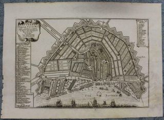 Amsterdam Netherlands 1701 De Fer Unusual Antique Copper Engraved Map