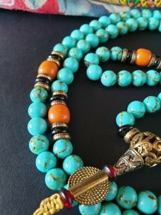 Old Tibetan Meditation Prayer Mala Necklace with Local Stones …beautiful collect 11