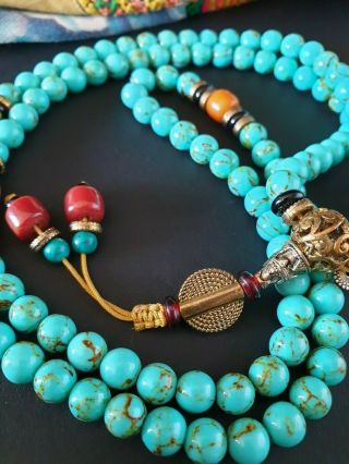 Old Tibetan Meditation Prayer Mala Necklace with Local Stones …beautiful collect 12