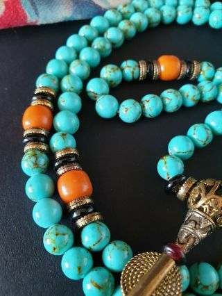 Old Tibetan Meditation Prayer Mala Necklace with Local Stones …beautiful collect 2