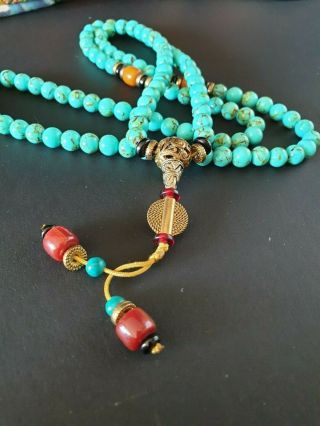 Old Tibetan Meditation Prayer Mala Necklace with Local Stones …beautiful collect 4