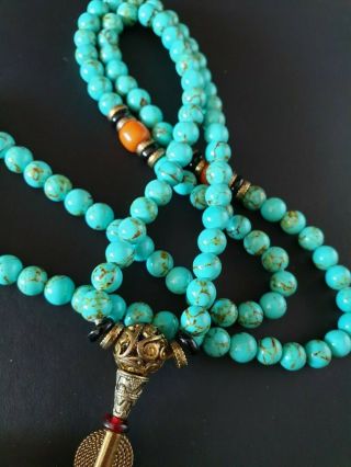 Old Tibetan Meditation Prayer Mala Necklace with Local Stones …beautiful collect 5