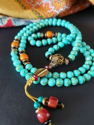 Old Tibetan Meditation Prayer Mala Necklace with Local Stones …beautiful collect 6
