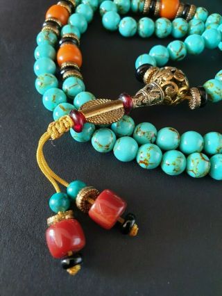 Old Tibetan Meditation Prayer Mala Necklace with Local Stones …beautiful collect 7