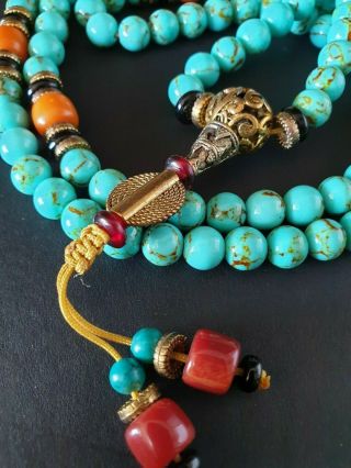 Old Tibetan Meditation Prayer Mala Necklace with Local Stones …beautiful collect 9