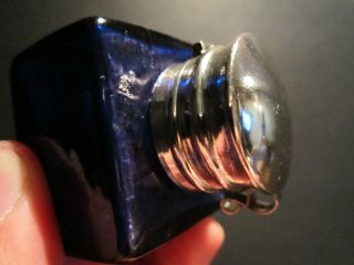 Antique Style Solid Thick Glass Square Cobalt Blue Inkwell Ink pot Bottle 9