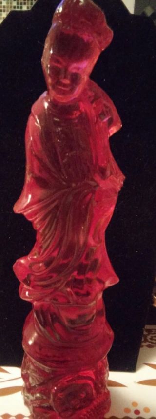 Exquisit,  Antique,  Chinese Cherry,  Ruby Red Carved Amber Resin of Royal lady. 2