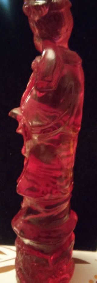 Exquisit,  Antique,  Chinese Cherry,  Ruby Red Carved Amber Resin of Royal lady. 5
