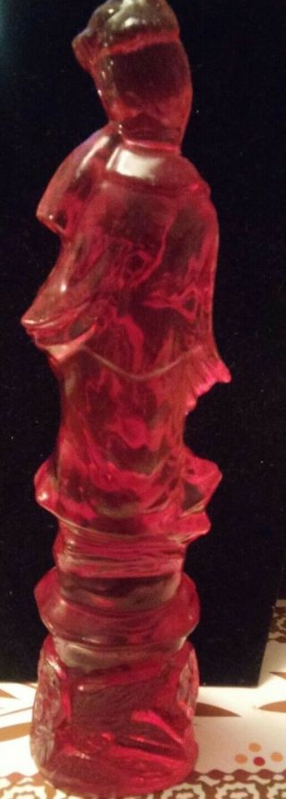 Exquisit,  Antique,  Chinese Cherry,  Ruby Red Carved Amber Resin of Royal lady. 6