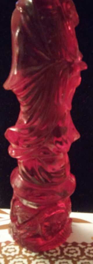 Exquisit,  Antique,  Chinese Cherry,  Ruby Red Carved Amber Resin of Royal lady. 7