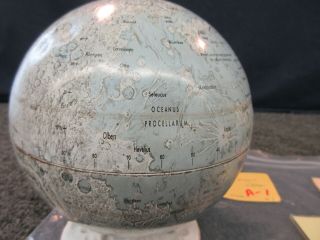 Vintage Replogle Moon Globe Metal Apollo Landing NASA 6 