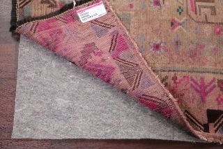 Vintage Geometric Tribal BROWN/PINK Area Rug Distressed Oriental Wool Carpet 4x6 11