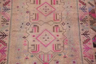Vintage Geometric Tribal Brown/pink Area Rug Distressed Oriental Wool Carpet 4x6