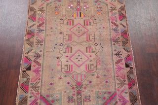 Vintage Geometric Tribal BROWN/PINK Area Rug Distressed Oriental Wool Carpet 4x6 4