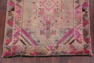 Vintage Geometric Tribal BROWN/PINK Area Rug Distressed Oriental Wool Carpet 4x6 5