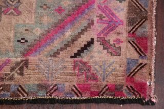 Vintage Geometric Tribal BROWN/PINK Area Rug Distressed Oriental Wool Carpet 4x6 6