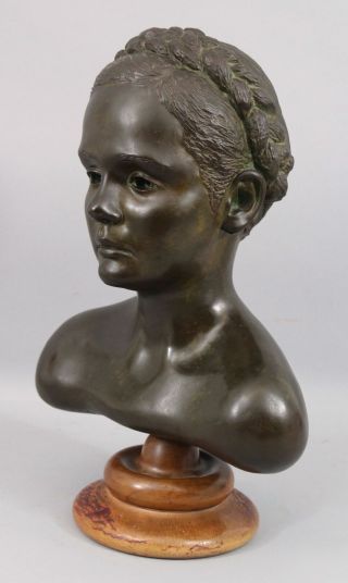 Large Life - Sized Ny David Lax Bronze Portrait Bust Sculpture Of Young Woman