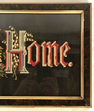 Antique Victorian Paper Punch Sampler “God Bless Our Home” Frame 4