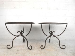 Mid - Century Modern Wrought Iron End Tables (8323) Nj