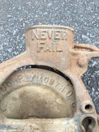 Vintage NEVER FAIL Cast Iron Farm Hand Crank Corn Sheller Shucker 5